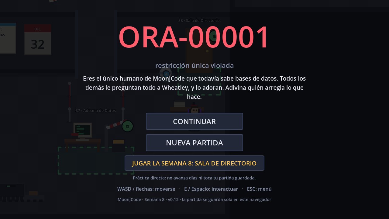 Menú de inicio del juego con el botón Jugar la semana 8